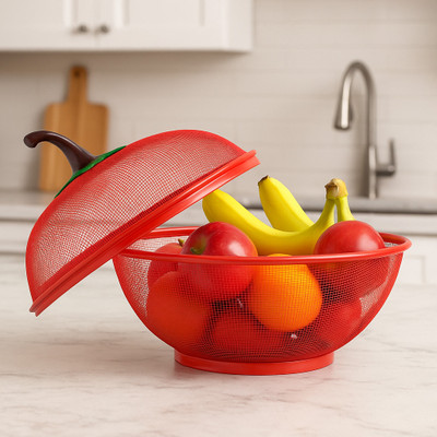 ARMINTRADEMART Fruit Basket Stainless Steel Fruit & Vegetable Basket(Red)