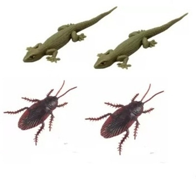 Swikaar Rubber Lizard and Fake Realistic Rubber Cockroach Novelty Prank Life Like Toy note Gag Toy(Multicolor)