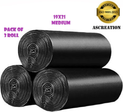 ASCREATION Biodegradable Black Garbage Bag -19X21-MEDIUM -Pack of 3(90Bag ) Medium 12 L Garbage Bag  Pack Of 90(90Bag )