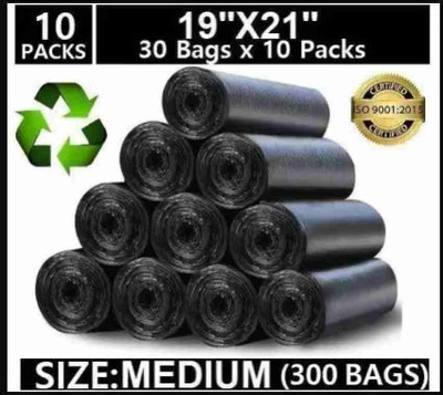 ASCREATION Biodegradable Black Garbage Bag - 19x21 ,(10X30=300 Pieces) Medium 25 L Garbage Bag  Pack Of 300(300Bag )