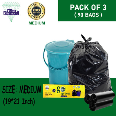 Blue Diamond Garbage bags Medium size black for home Oxo Biodegradeable 30 Litre 90Bags Medium 30 L Garbage Bag  Pack Of 90(90Bag )