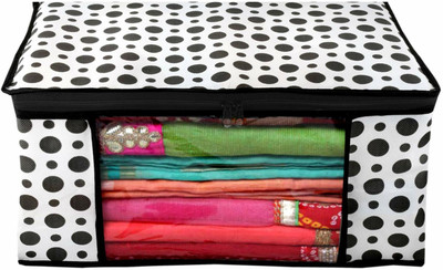 AI_WB_01 Polka Dots Design 8 Piece Non Woven Fabric Saree Cover/ Clothes AI_WB_01(White)