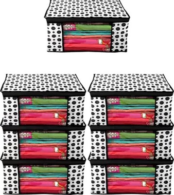 House of Common wardrobe Black Polka Dot Saree Cover Pack of 7 (Black) Premium Cover 146 cover fancy saree cover with zip combo offer low price & cloth organizer for(Black)