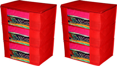 AMIRA INDUSTRIES SAREE COVER SET OF 6(Red)