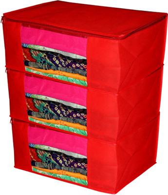 AMIRA INDUSTRIES SAREE COVER SET OF 3(Red)