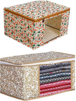 saree, SUIT, CLOTHS cotton Saree Cover Clothes Organiser with Transparent Window 2 Layered Cotton Quilted Large Saree Cover(MUlticolor)