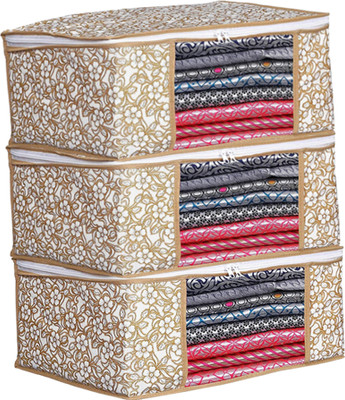 House of Common High Quality Large Saree Cover With Double Zipper | Wardrobe Bag | Saree Cover Closet Organizer / Saree Bags For Wardrobe Organizer Clothes Premium Clothes Cover (Wedding Collection Gift) Garment Cover Pack of 03 F7773_SC_Large_82463734(Beige)
