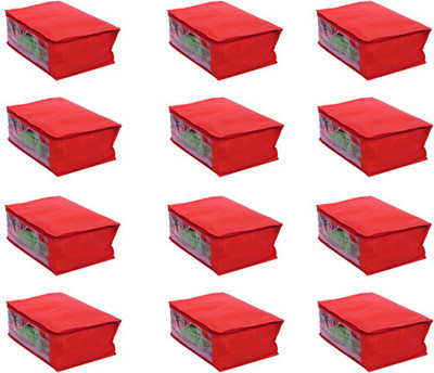KUBER INDUSTRIES Designer Saree Cover Set of 12 Pcs in Non Woven Material (Red) KUBS24(Red)