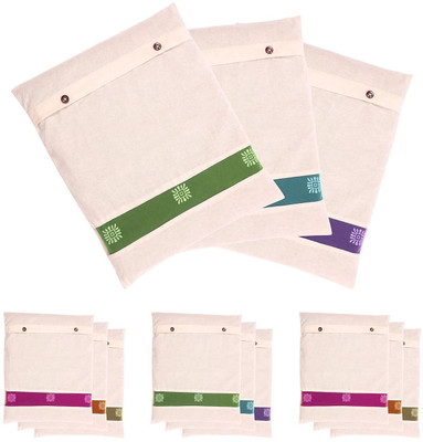 TAKIVA Cotton Saree Cover with Button Closure (Pack 12) | Wardrobe Organizer with Transparent mesh window | Clothes Storage Bag | Clothes Covers(Off White)