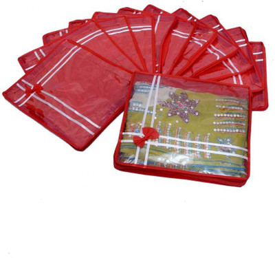 KUBER INDUSTRIES Designer Saree Cover 12 Pcs Combo MKU0050069(Red)