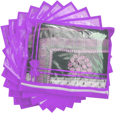 S4S High Quality 80 GSM Non Woven Single Saree Cover/Wardrobe Organizer/Storage Bag Pack of 10(Purple)