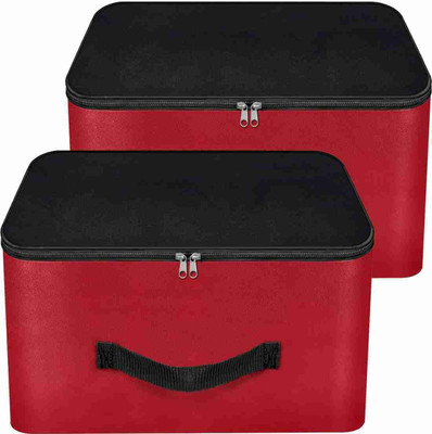 SH NASIMA 2 Pack of Underbed Moisture Proof Wardrobe Organizer (Red & Black) Poly-canvas Laundry Bag(Red, Black)