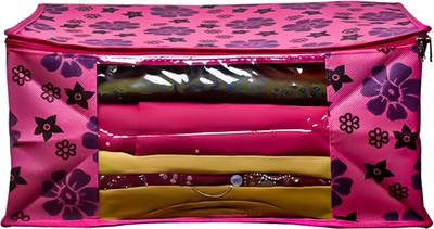 PRAHAN INTERNATIONAL PI_NPF_01 NON WOVEN NEW PINK FLOWER SAREE COVER PACK OF 1 PI_NPF_01(Pink)