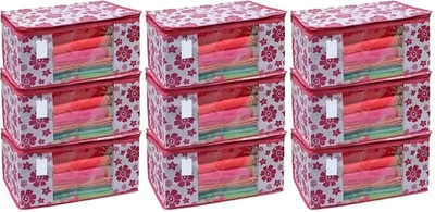Dwarkesh pink_combo_9 Cloth Safety Bag for Sarees,Lahanga,Cloths Suits,Pants Shirt Storage Saree Cover(Pink)
