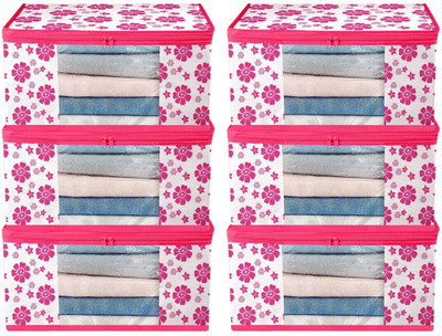 Dwarkesh pink_combo_6 Cloth Safety Bag for Sarees,Lahanga,Cloths Suits,Pants Shirt Storage Saree Cover(Pink)