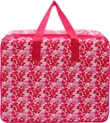 Shaping Fabric Pack of 01 Moisture Proof Polyester Large Jumbo Size Bag & Handle Pink Under Bed Storage