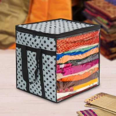 Ankit International Saree Cover Premium High-Quality Trendy For Wardrobe Organizer Garments Storage bags XXL-Big in size POLKA Printed saree cover Pack of 1(White, Black)