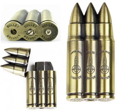 paavi three bulats Gold Plated Gas Lighter(Gold, Pack of 1)