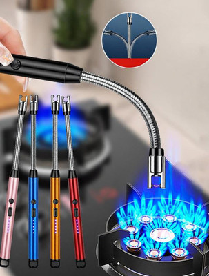 Eblooming 360 Degree Flexible Rechargeable Electric Kitchen Lighter for Gas Candle Stove Aluminium Electronic Gas Lighter Aluminium Gas Lighter(Multicolor, Pack of 1)