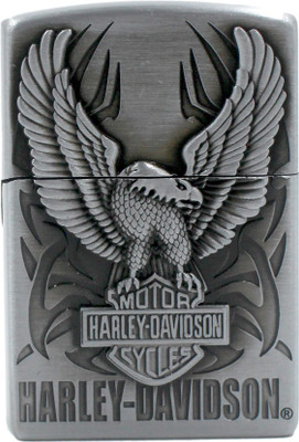 VIOVI Silver Polish Harley Davidson New Eagle Refillable Wheel Cigarette Pocket Steel Gas Lighter(Silver, Pack of 1)