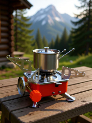 MYSASHOP Portable Mini Gas Stove for Camping, Travel, and Outdoor Brass, Stainless Steel Manual Stove(1 Burners)
