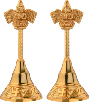 vshield Kuber Bell-Combo-2 Carbon Steel Pooja Bell(Gold, Pack of 2)