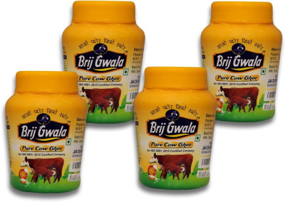 brij gwala BrijGwala Desi Cow Ghee |Made Traditionally from Curd | Ghee Mason Jar(200 ml, Pack of 4)