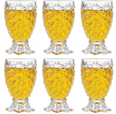 Yogmaan (Pack of 6) Crystal Clear Dynamic Pineapple Juice Water Glass Drinking Glass Party Shot Glas Glass Set Water/Juice Glass(180 ml, Glass, Clear)