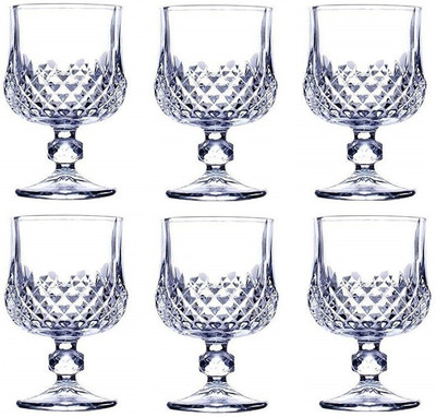 varyon (Pack of 6) diamond cut round whisky glasses pack of 6 Glass Set Wine Glass(250 ml, Glass, Clear)