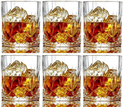 okechuku (Pack of 6) 1010_Chex Whiskey glasses for drinking whiskey, wine, juice, water Glass Set Whisky Glass(220 ml, Glass, Clear)