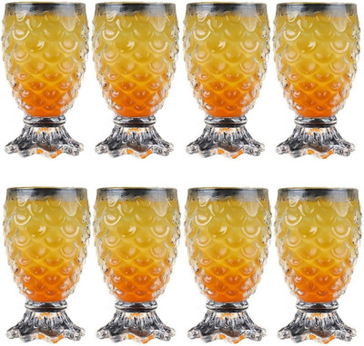 varyon (Pack of 8) 190 ML Pineapple Shape Glass for Water, Cold Drink, Cocktail, Beer (Set of8) Glass Set Water/Juice Glass(8 ml, Glass, Clear)