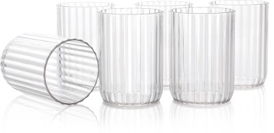 KWINTAS (Pack of 12) Geometric Pattern Glasses Glass Set Water/Juice Glass(300 ml, Plastic, Clear)