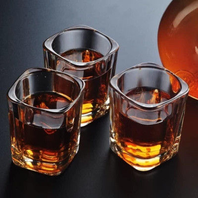 Yogmaan (Pack of 12) Square Design Heavy Base Shot Glass 65 ML Glass Set Shot Glass(65 ml, Glass, Clear)