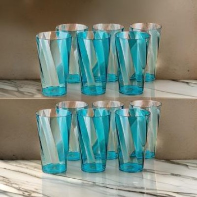 MAHADEV (Pack of 12) Diamond Design Glass Set Water/Juice Glass ( Plastic, Blue) Glass Set Water/Juice Glass(300 ml, Plastic, Blue)