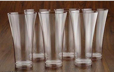 Finner (Pack of 6) Plastic Unbreakable Transparent Drinking Water Glass Set,Juice Glass for Kitchen Glass Set Water/Juice Glass(300 ml, Plastic, Clear)