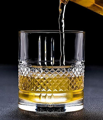 okechuku Crystal Glass Old Fashioned Flower Shape Premium Whisky,Scokch,Vodka,Beer,Juice Glass Whisky Glass(300 ml, Glass, Clear)