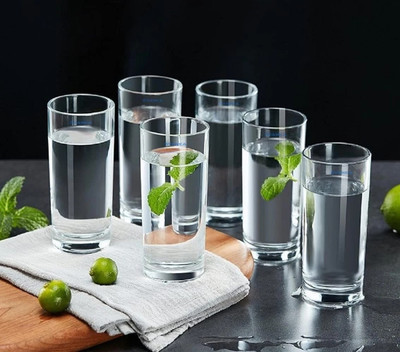 shivv (Pack of 6) Water/Juice Glass _46 Glass Set Water/Juice Glass(300 ml, Glass, White)