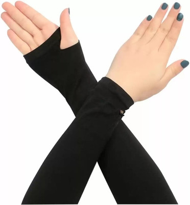 Daiconstar Lets Slim Cooling Arm Sleeves Hand Gloves for Men and Women Cotton Arm Warmer(Black)
