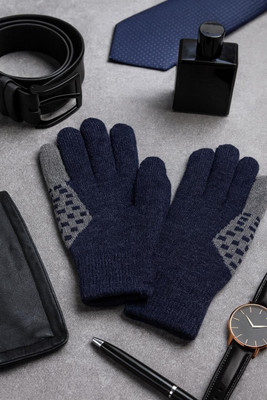 LOOM LEGACY Solid, Self Design Winter Men Gloves