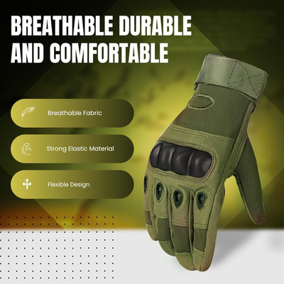MELZRON Full Finger Bike Riding Tactical Gloves for Motorbike Riding Gloves(Green)