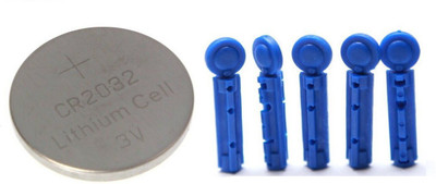 NoMed CR-2032 Lithium Cell With 100 Round Blood Lancet for Dr Morepen BG03 Glucometer Lancets(100)