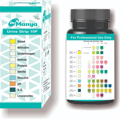 Dr.Manya Dr Manya Urine Test Strips 10 Parameter Urinalysis Strips Pack of 100 Strips pH Indicators