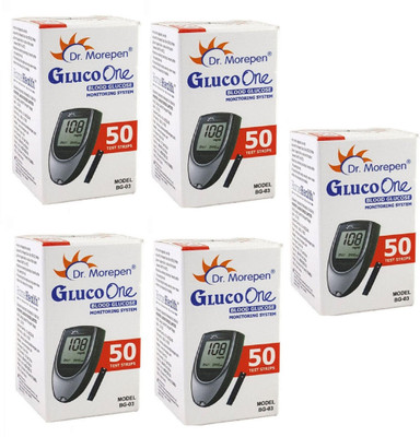 Dr. Morepen BG-03 50 STRIP PACK OF 5 250 Glucometer Strips