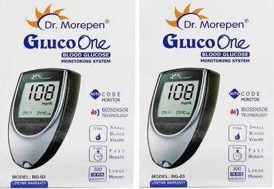 Dr. Morepen Gluco One Blood Glucose machine bg03 meter only pack 2 Glucometer(BLACK & GREY)