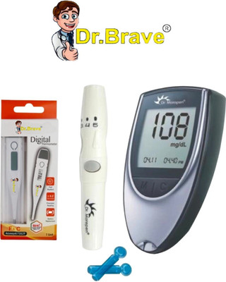 Dr. Morepen BG03 glucometer with Dr.Brave Digital Thermometer ( No Strips ) Glucometer(Black)
