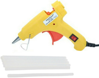 woieng 20 WATT (YELLOW) | 7MM 15 GLUE STICKS TRANSPARENT | Standard Temperature Corded Glue Gun(7 mm)