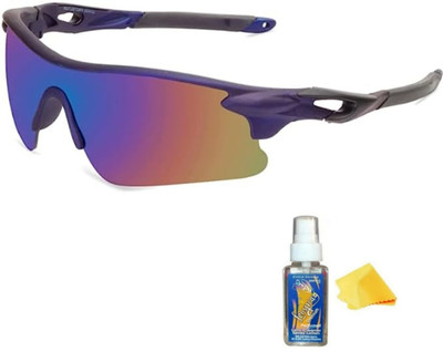 Framebake Studio UV Protected Mirrored Sports Sunglasses Sports Goggles(Blue, Black)