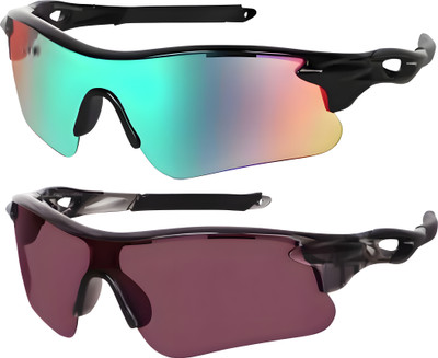 Zugatti Sports Googles Mirrored UV Protection For Men Golf, Riding, Trekking, Running, Cricket Goggles(Green, Red)