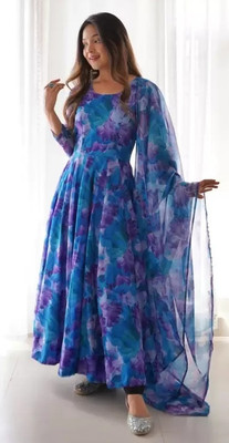 Bittu Fashion Anarkali Gown(Blue)