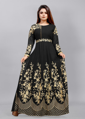 SATVASHIV Flared/A-line Gown(Black, Beige)
